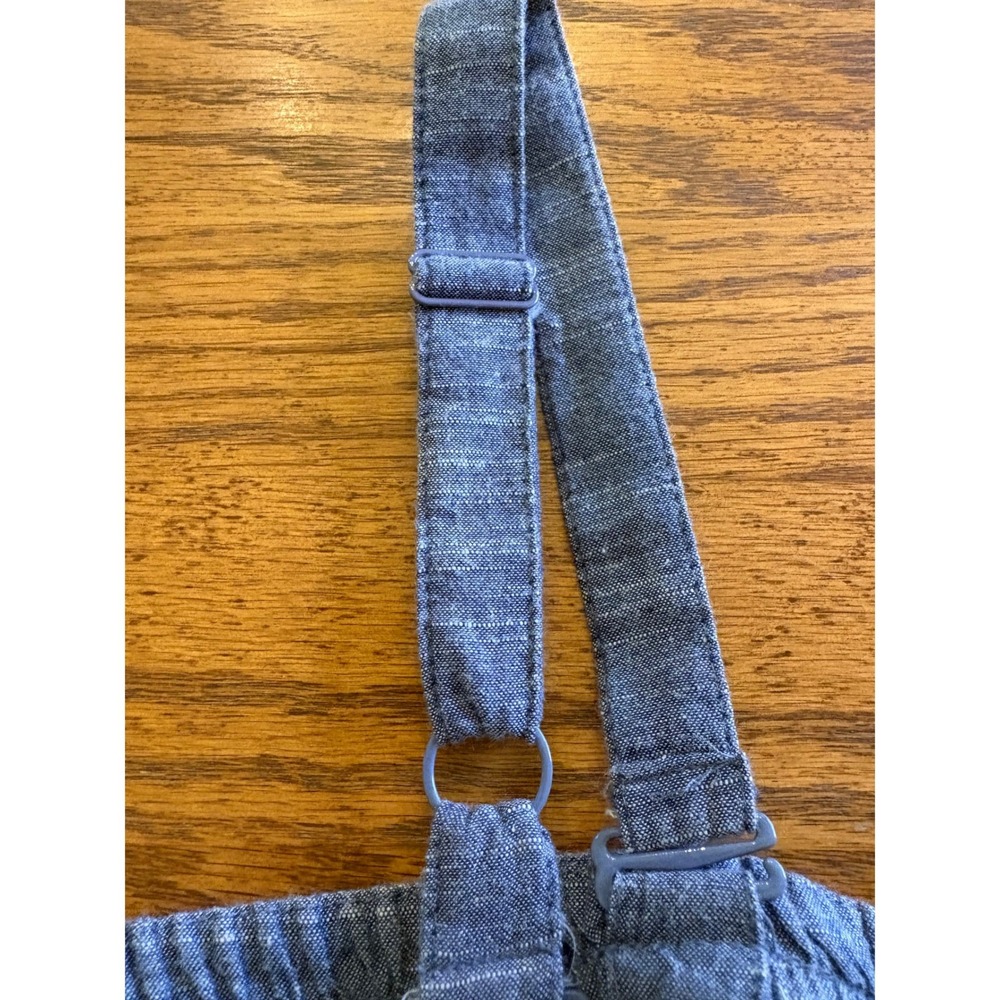 Aerie Blue Chambray Button Front Mini Dress Adjustable Straps Cottagecore Medium - Picture 8 of 10